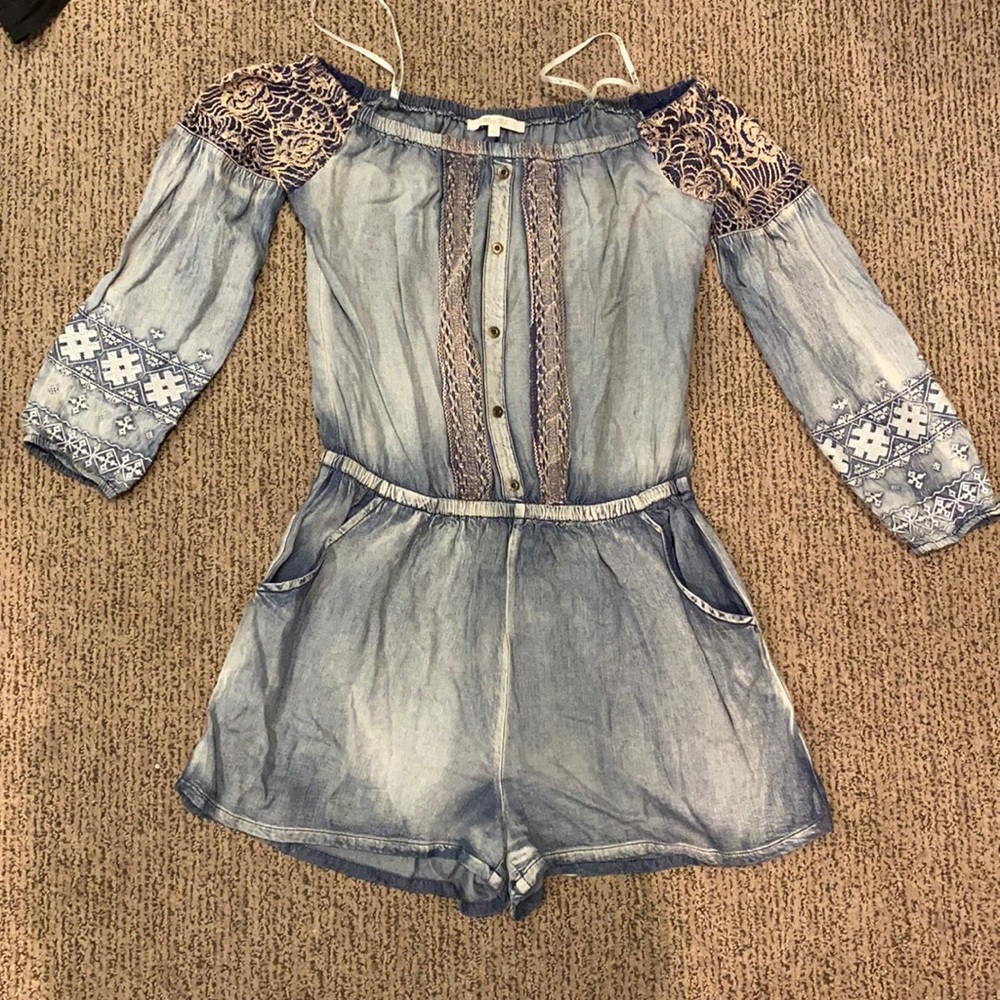 Denim Colored Miss Me Romper Size Smalll